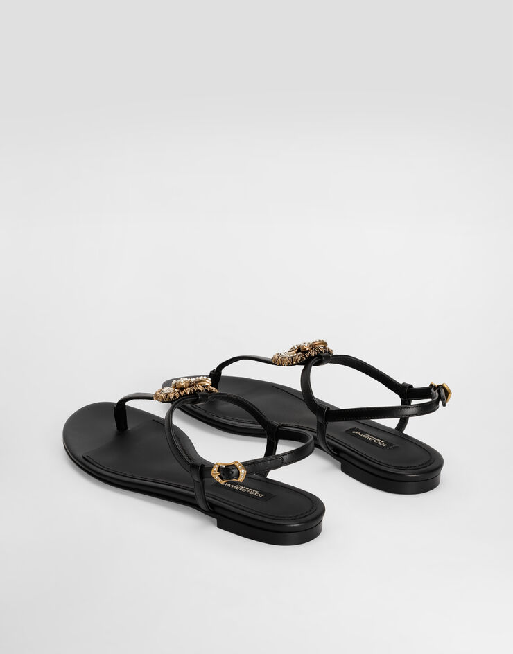 Dolce & Gabbana Nappa leather Devotion flip flops Black CQ0353AX191