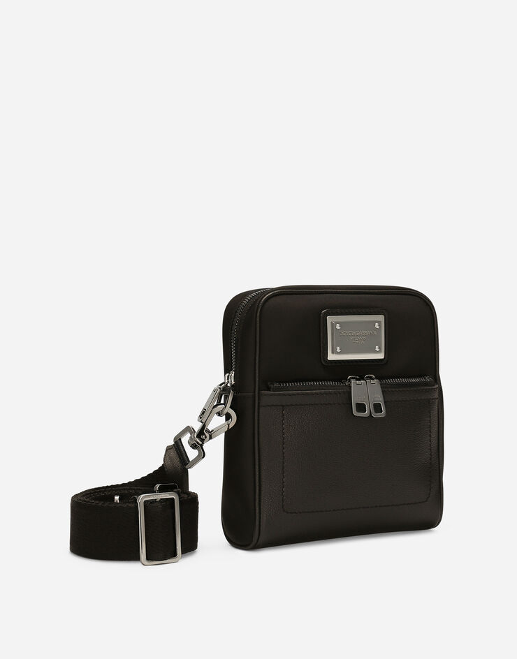 Dolce & Gabbana Grainy calfskin and nylon crossbody bag Black BM2302AD447