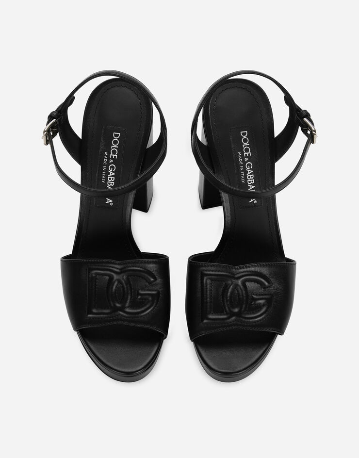 Dolce & Gabbana Sandalia de plataforma en piel de becerro Negro CR1586AW576