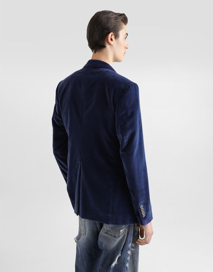 Dolce & Gabbana ベルベット シングルブレストジャケット  ブルー G2TV4TFUVG7