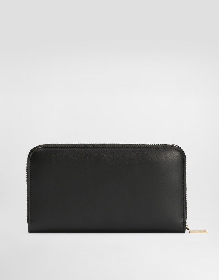Dolce & Gabbana DG 徽标小牛皮全拉链钱包 黑 BI0473AG081
