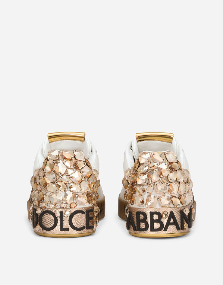 Dolce & Gabbana Calfskin Portofino sneakers with embroidery Blanco CK2081AQ477
