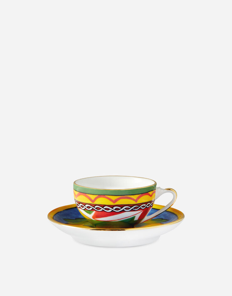 Dolce & Gabbana Tasse à Café avec Soucoupe en Porcelaine Multicolore TC0100TCA16