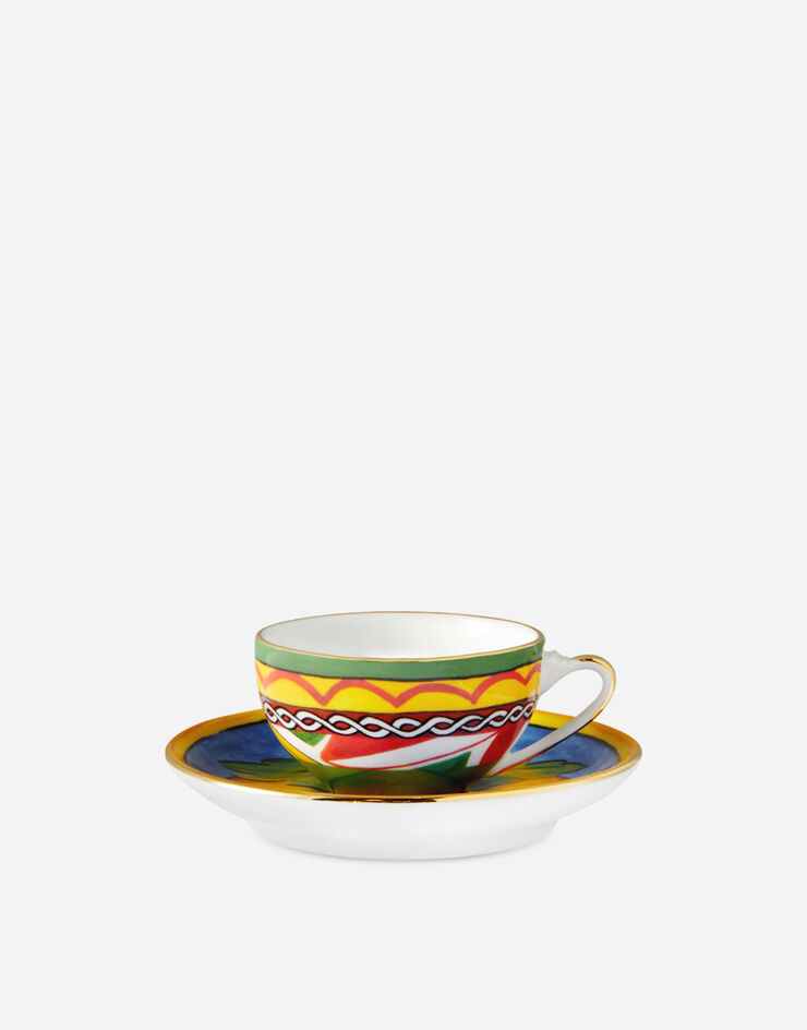 Dolce & Gabbana Tazza Caffè con Piattino in Porcellana Multicolore TC0100TCA16