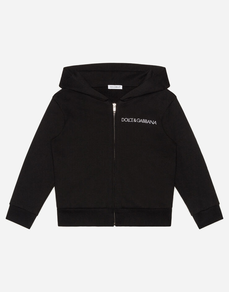 Dolce & Gabbana Jersey hoodie with logo embroidery Black L4JW3EG7SSZ