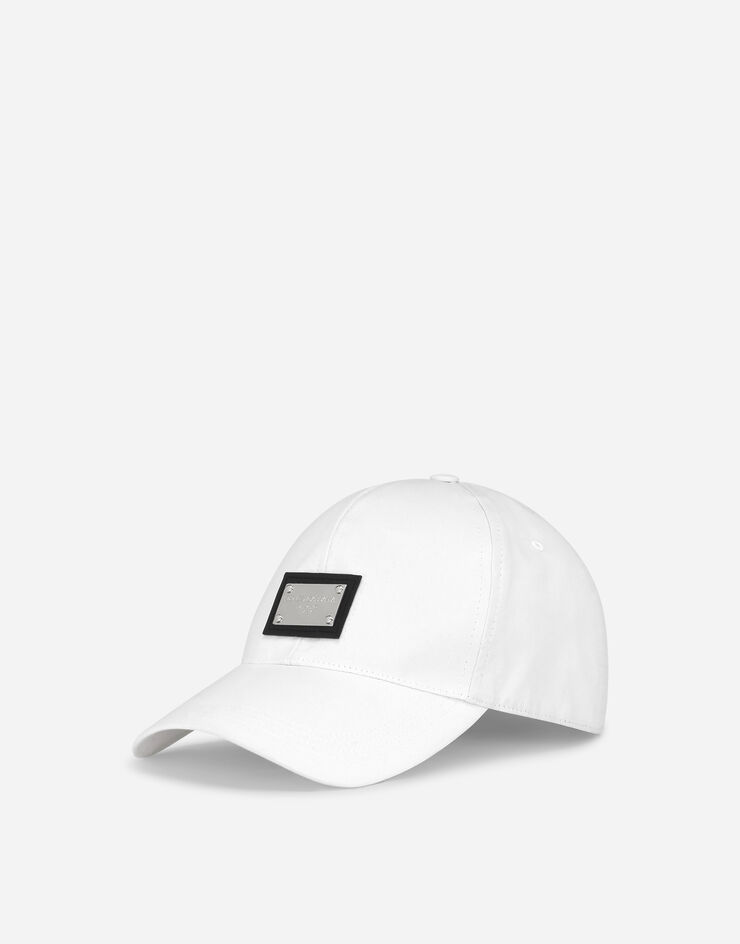 Dolce & Gabbana Cappello da baseball cotone con placca logata Bianco GH590AGF421
