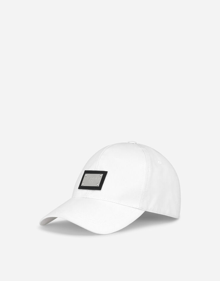 Dolce & Gabbana Gorra de béisbol de algodón con placa con logotipo Blanco GH590AGF421