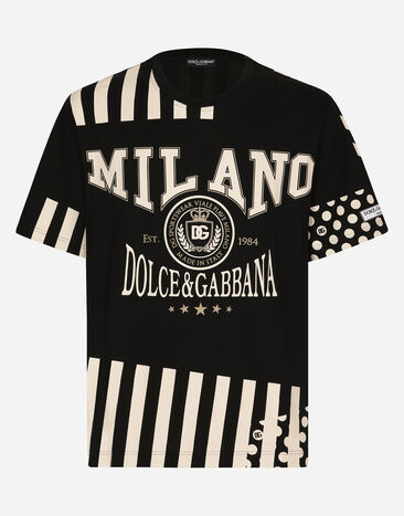Dolce & Gabbana Printed cotton T-shirt with Dolce&Gabbana logo Multicolor CS1769AJ968