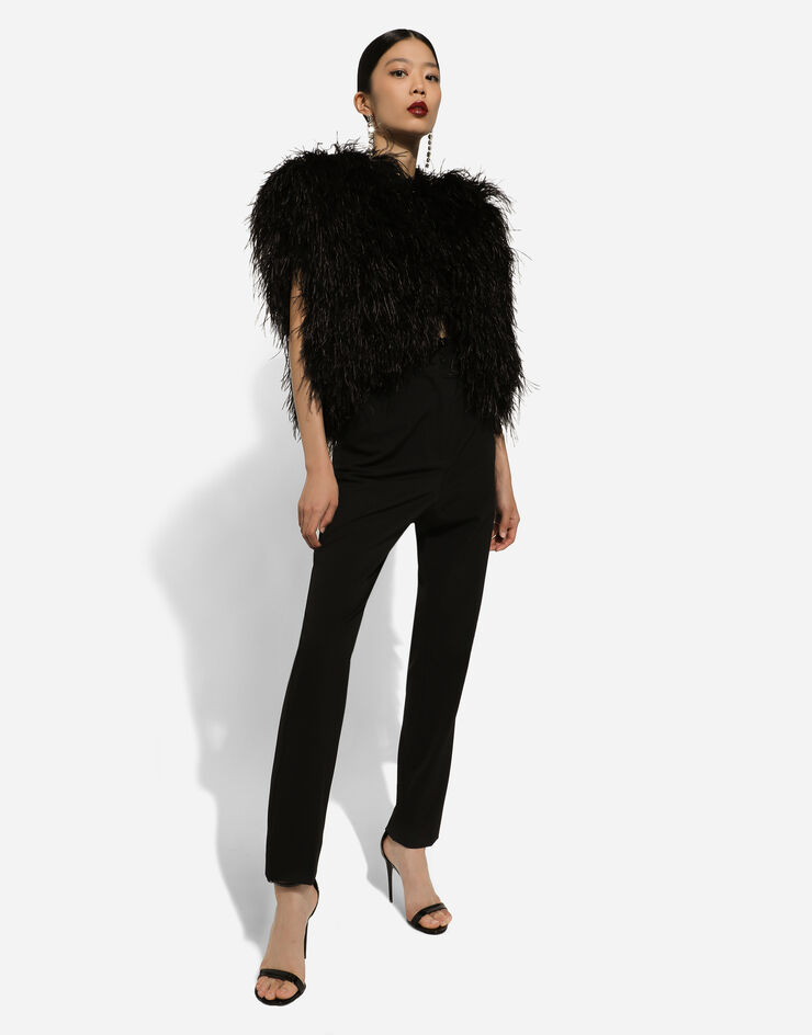 Dolce & Gabbana Ostrich feather bolero jacket Black F26X6FGDBMX