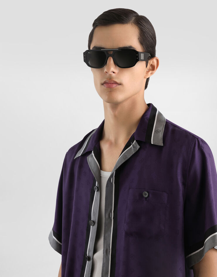 Dolce & Gabbana Logo and stripe-print hawaii twill shirt Multicolor G5JH9THI11S