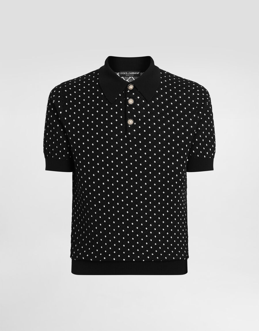 Micro-dot stitch polo shirt