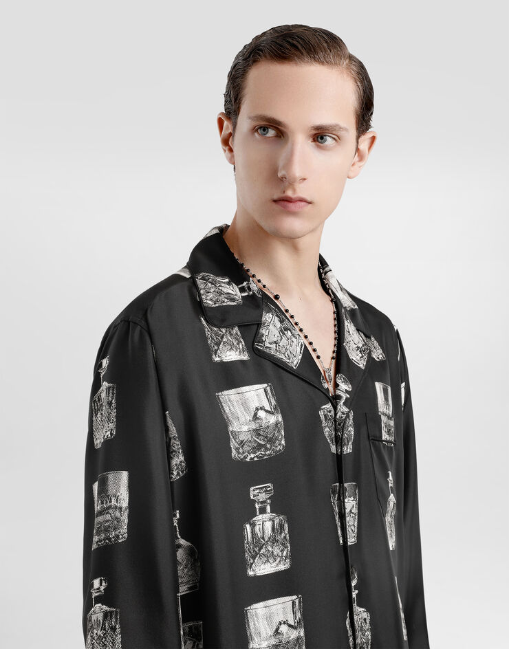 Dolce & Gabbana قميص حرير بطبعة مشروب مطبعة G5IF1THI1V0