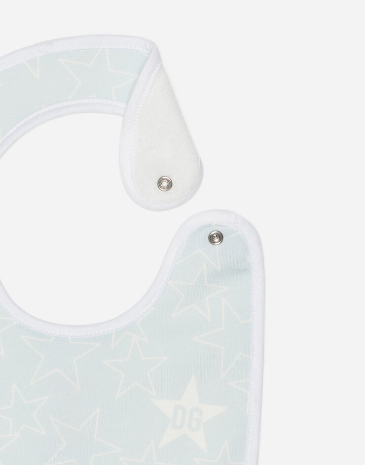 Dolce & Gabbana Set of 2 bibs in jersey with light blue star print MULTICOLOR LNJG06G7VVG