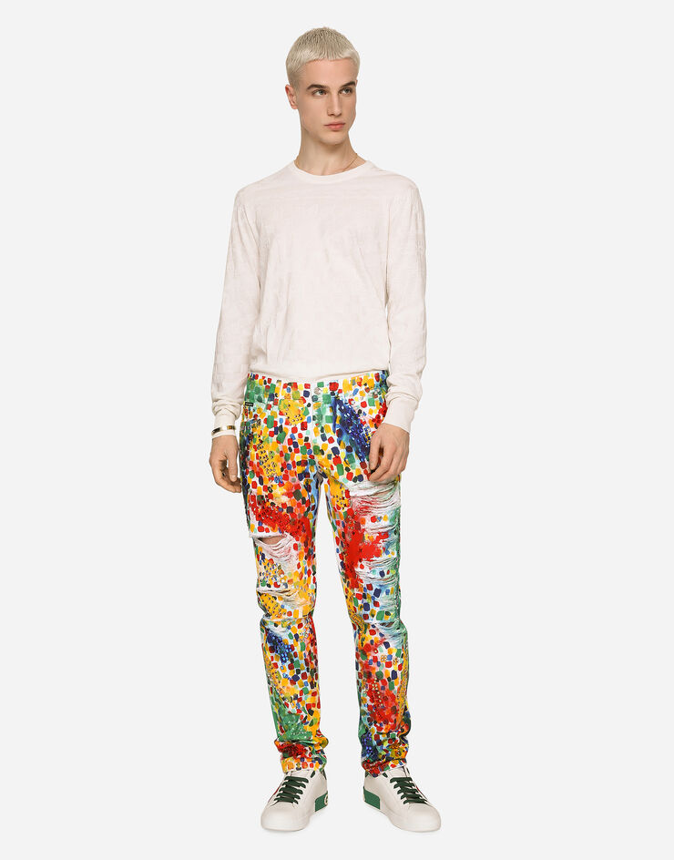 Dolce&Gabbana Printed regular-fit jeans with rips Multicolor GYJCCZG8JM5