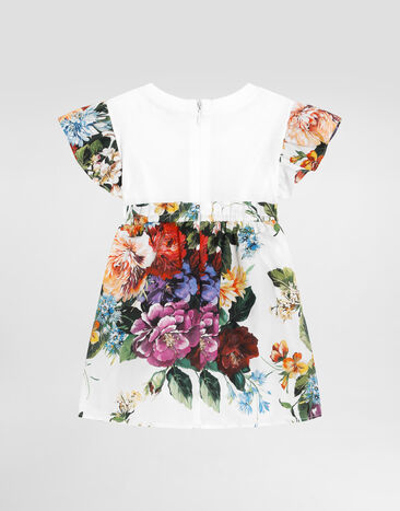 Dolce & Gabbana Jersey and poplin dress with DG logo Multicolor L2JD9PG7PFD