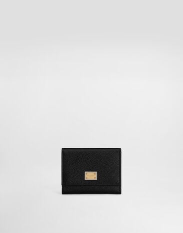 Dolce & Gabbana Dauphine calfskin wallet with branded tag Black BI0770A1001