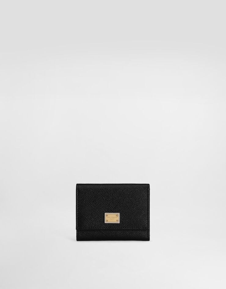 Dolce & Gabbana Portefeuille en cuir de veau Dauphine avec plaquette à logo Noir BI0770A1001