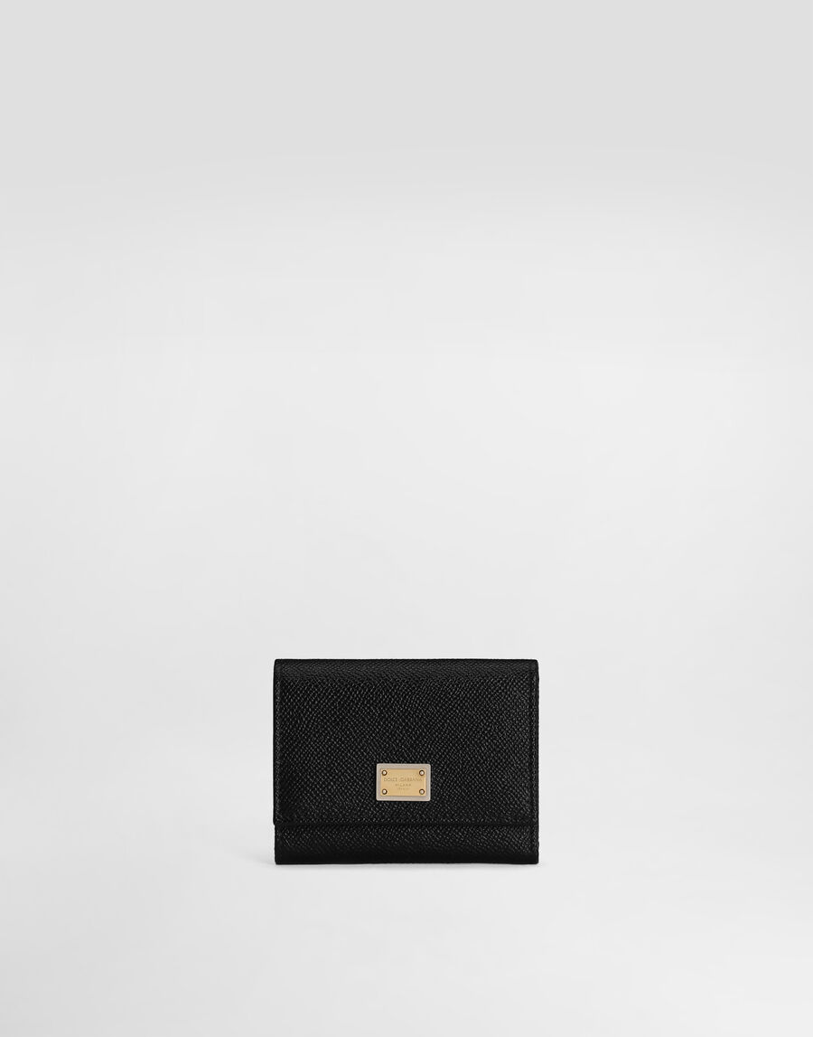 Dauphine calfskin wallet with branded tag