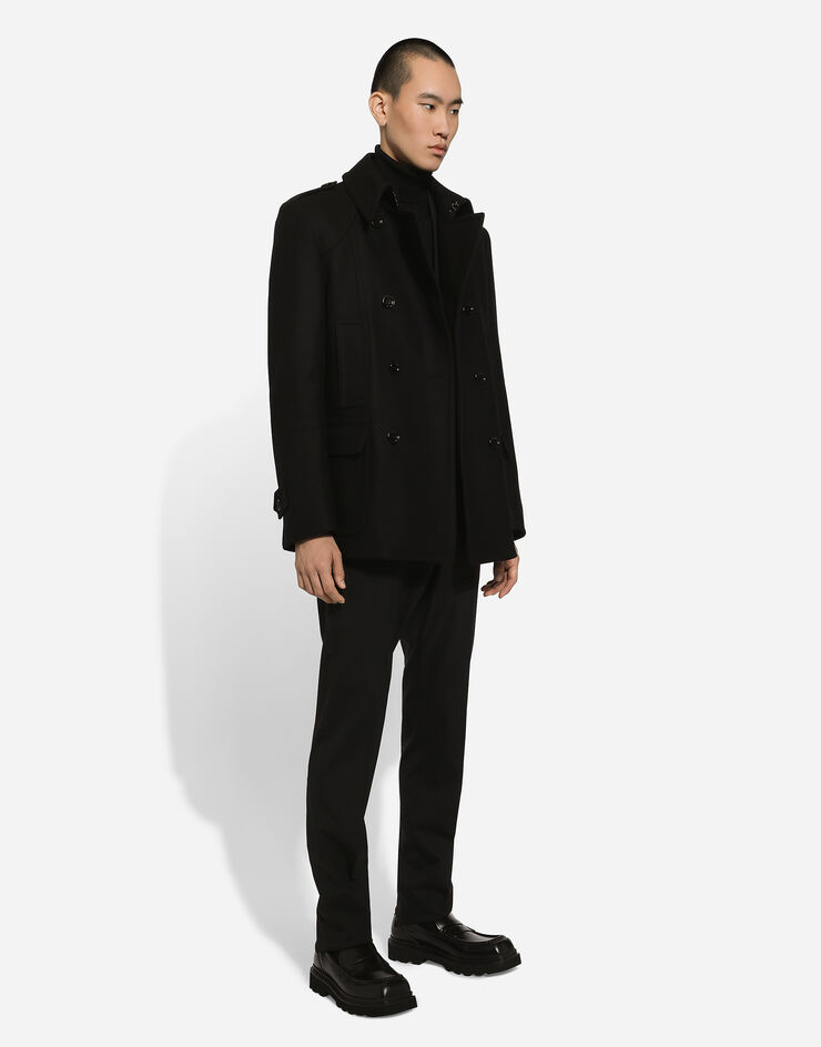 Dolce & Gabbana Double-breasted wool-blend pea coat Black G046UTHUMT8