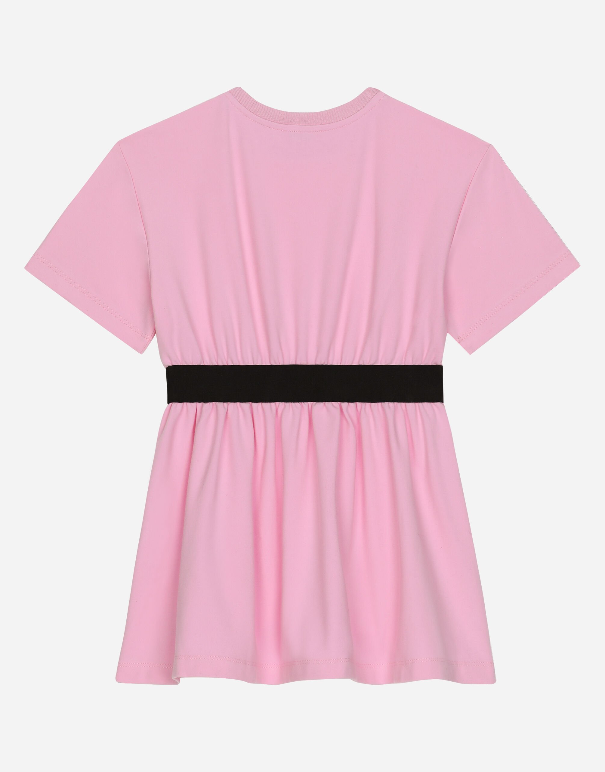 Pink dress black belt top