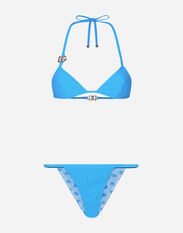 Dolce & Gabbana Triangle bikini with DG logo Turquoise F4B7ITHLM7L