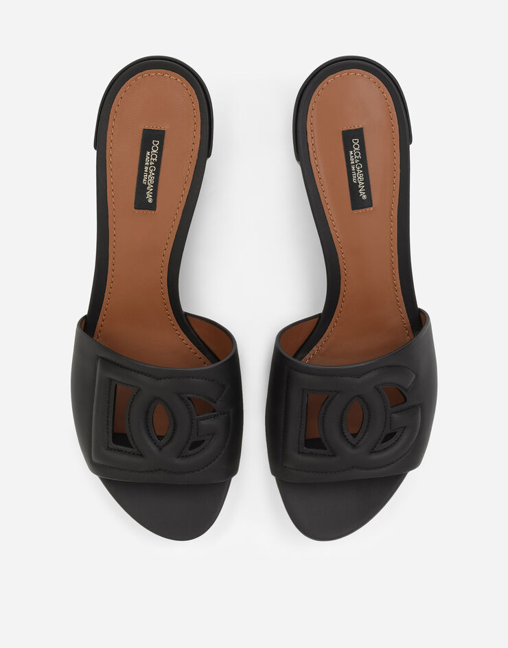 Dolce & Gabbana DG MILLENNIALS 徽标小牛皮穆勒鞋 黑 CR1139AO049