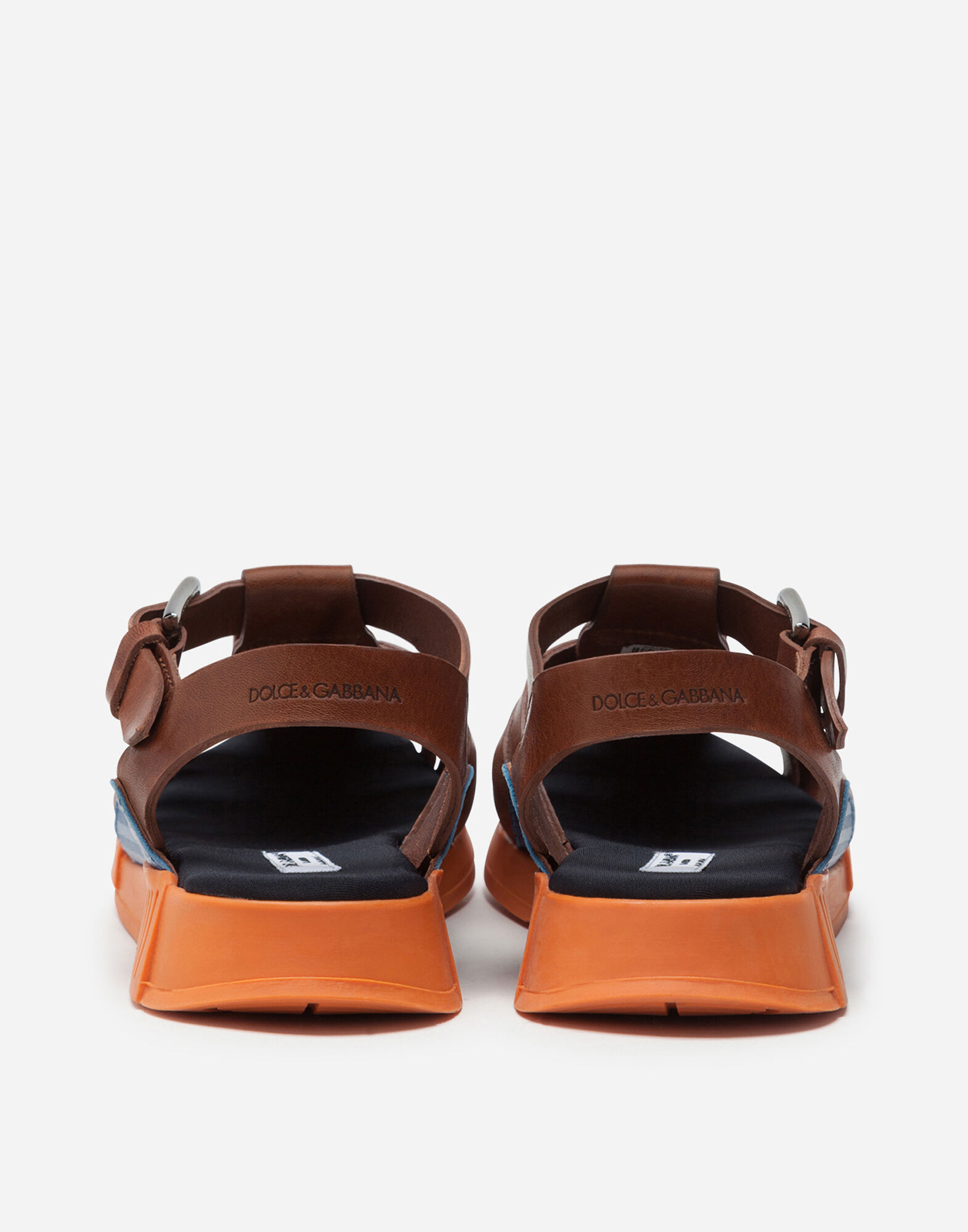 Calfskin sandals with contrasting inserts