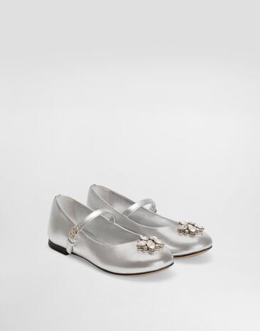 Dolce & Gabbana Nappa leather ballet flats with brooches Silver D11376AX261