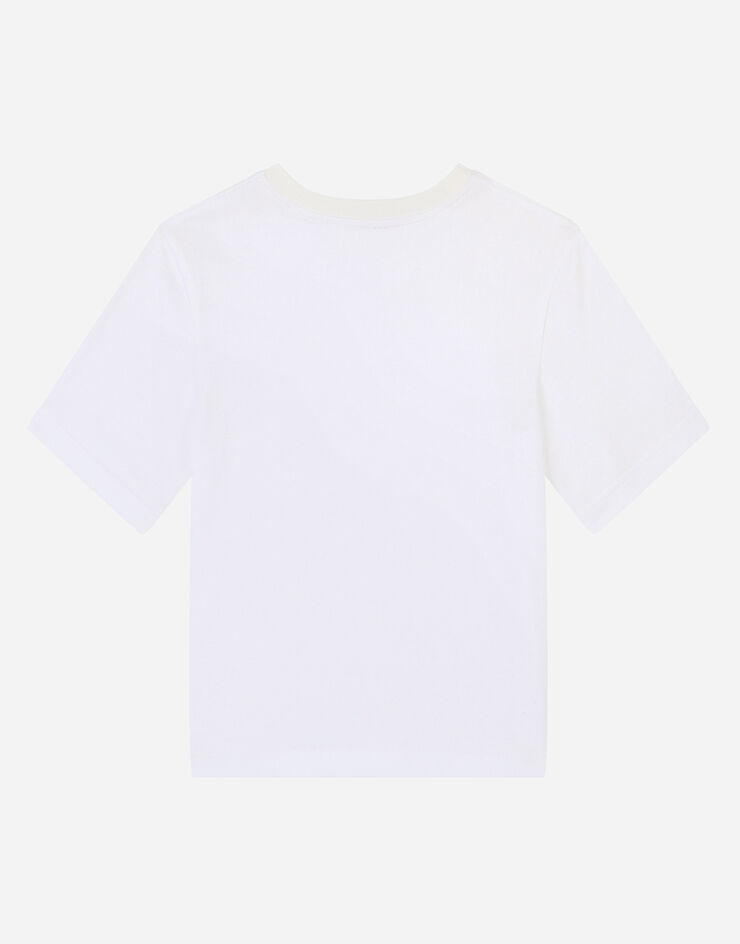 Dolce & Gabbana Jersey t-shirt with plated DG logo White L5JTAZG7YPF