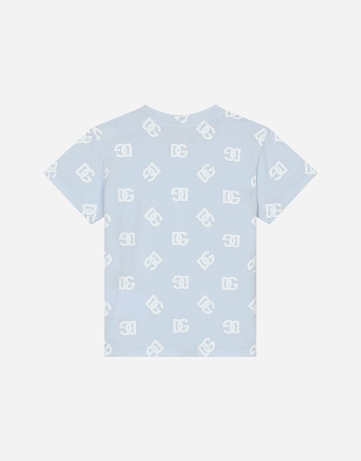 Dolce & Gabbana Camiseta de punto con estampado integral del logotipo DG Gris L1JT8EG7HX5