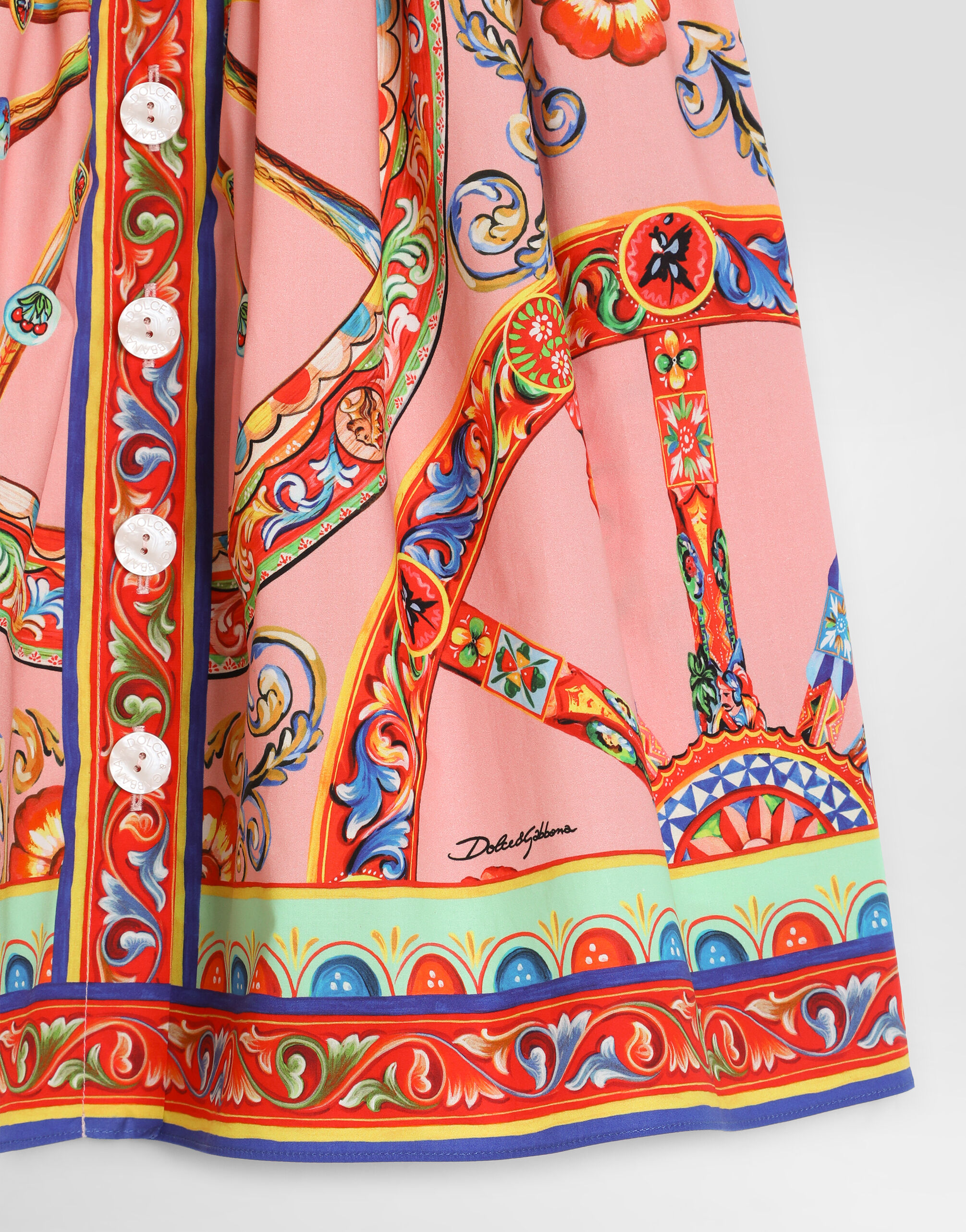 Carretto-print poplin dress in Multicolor for Girls