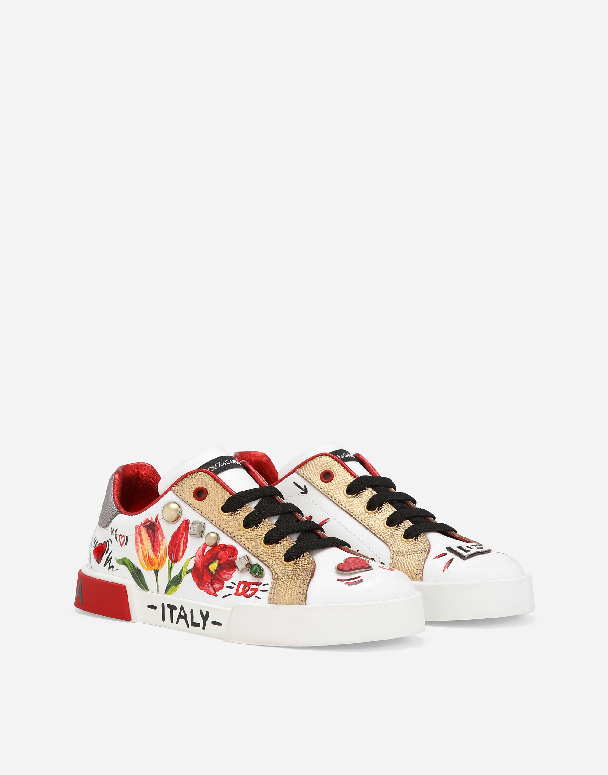 Printed calfskin Portofino Light low-top sneakers in Multicolor
