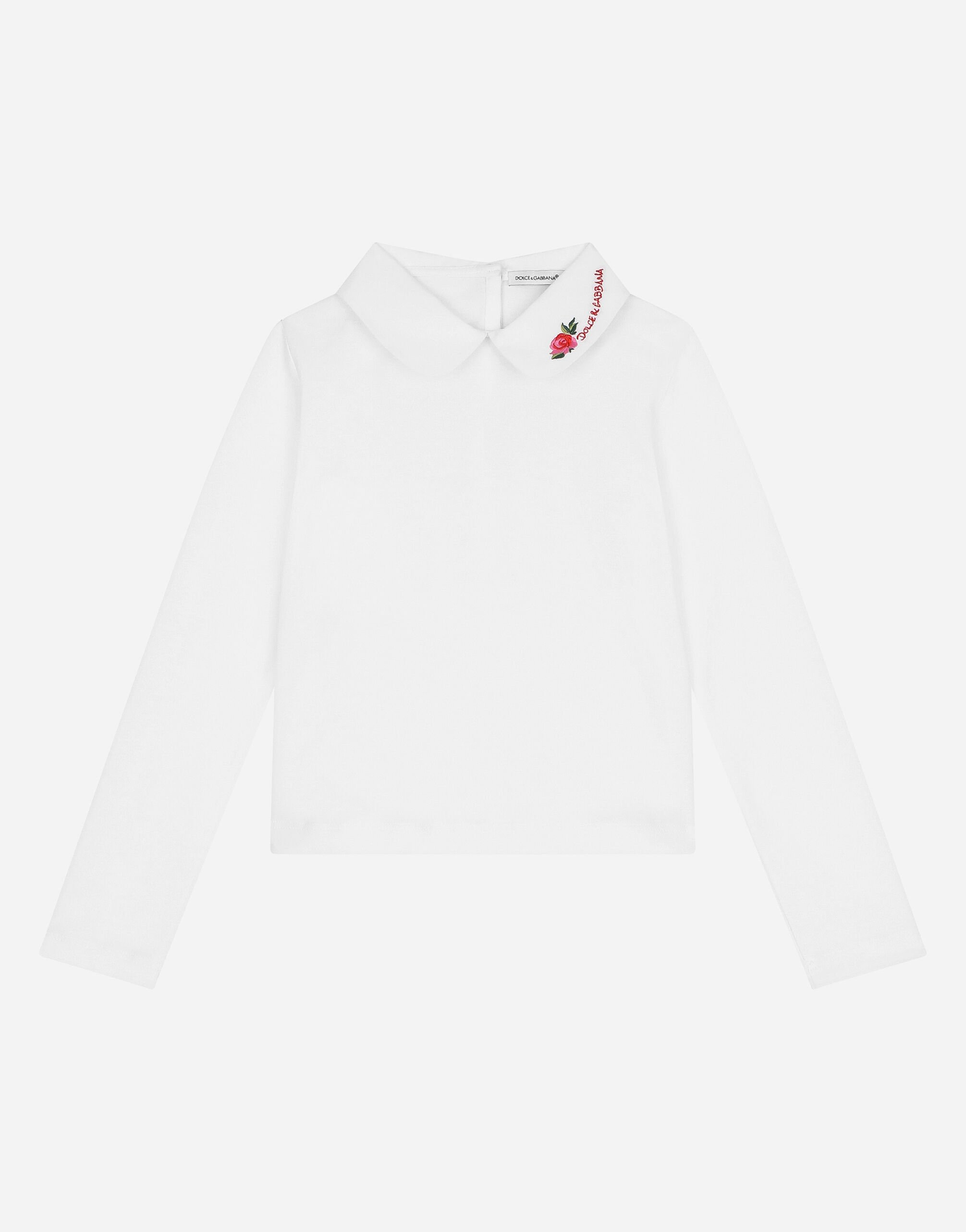 Dolce&Gabbana T-Shirt aus Jersey mit Logostickerei Weiss L5JTKTG7J7W