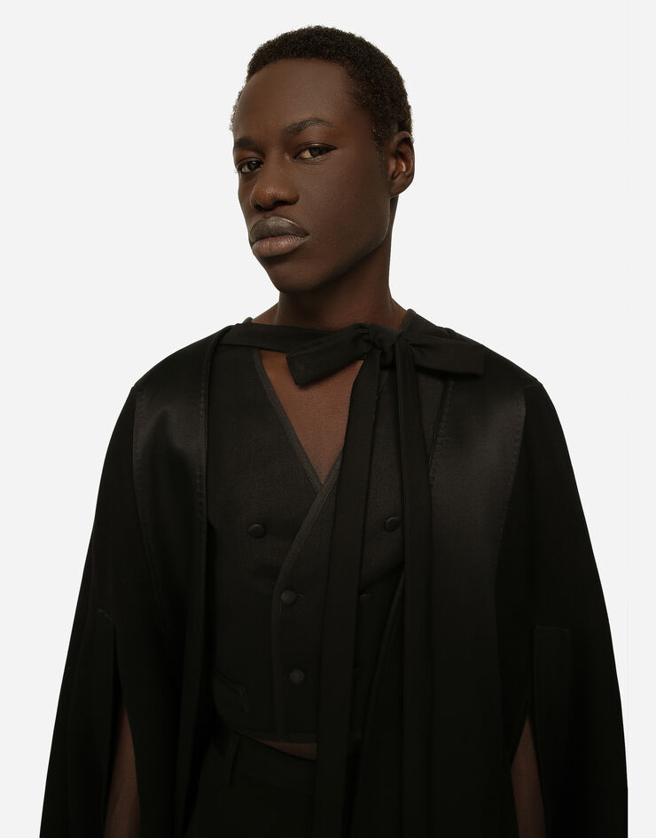 Dolce&Gabbana Double wool baize cape Black G040KTGG895