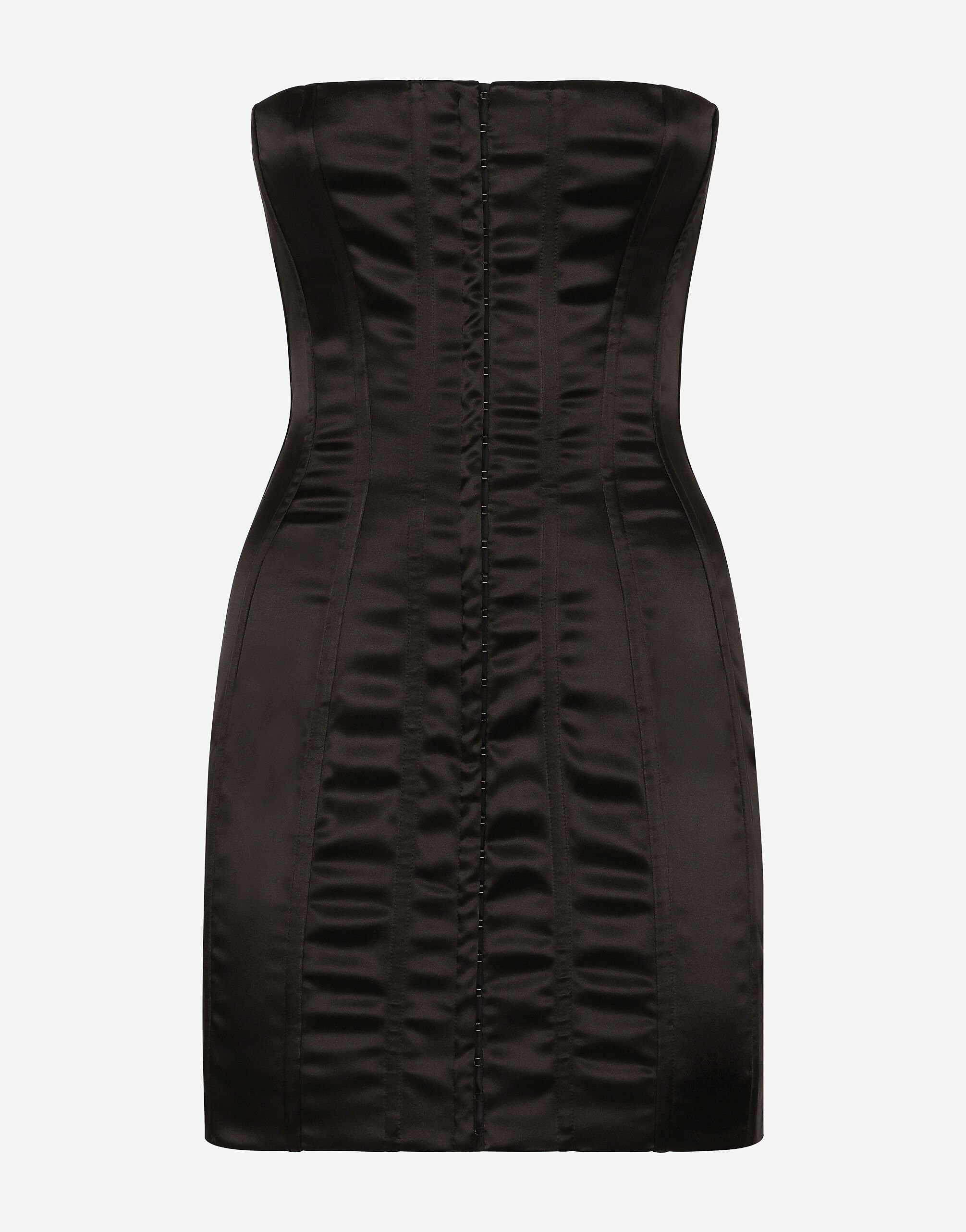 Dolce & Gabbana Short strapless satin dress Black F29XTTFUWD6