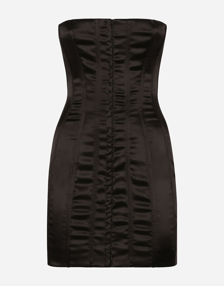 Dolce & Gabbana ショートストラップレスドレス サテン ブラック F6CLQTFURAD