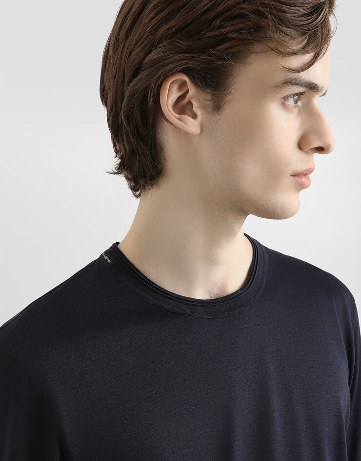 Dolce & Gabbana Short-sleeved silk t-shirt Grey G8ST1TG7P0F