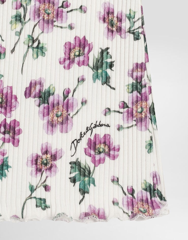 Dolce & Gabbana Pantaloni in jersey a costine stampa violette Stampa L5JPD8HS7QZ
