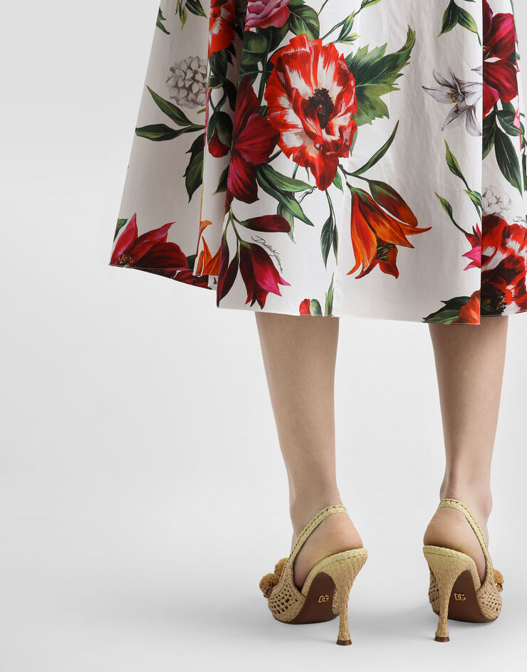 Dolce & Gabbana Faltenrock aus Popeline mit Blumenprint Drucken F4C10THS5TQ