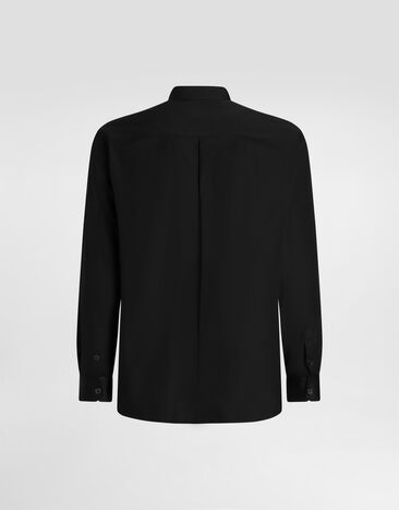 Dolce & Gabbana Cotton Martini-fit shirt with embroidery Black G5JG4ZFU5EW
