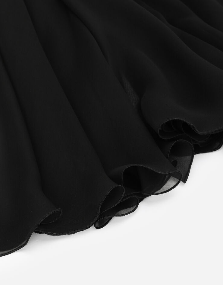 Dolce & Gabbana Chiffon calf-length circle skirt Black F4CSOTFU1AT