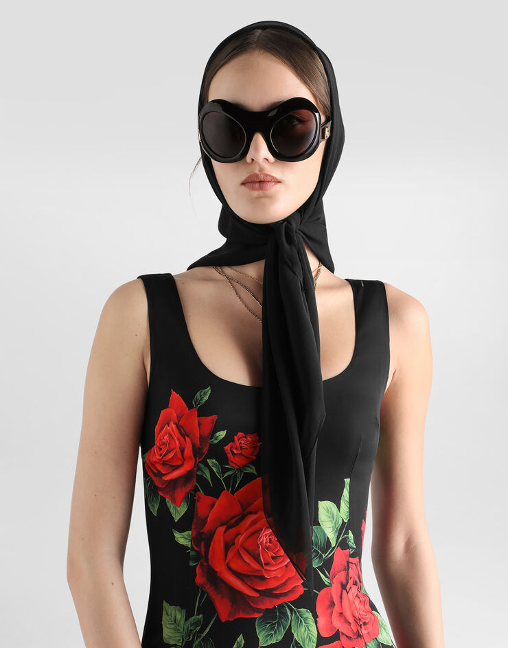 Dolce & Gabbana Rose-print charmeuse dress Multicolor F622MTFSA9R