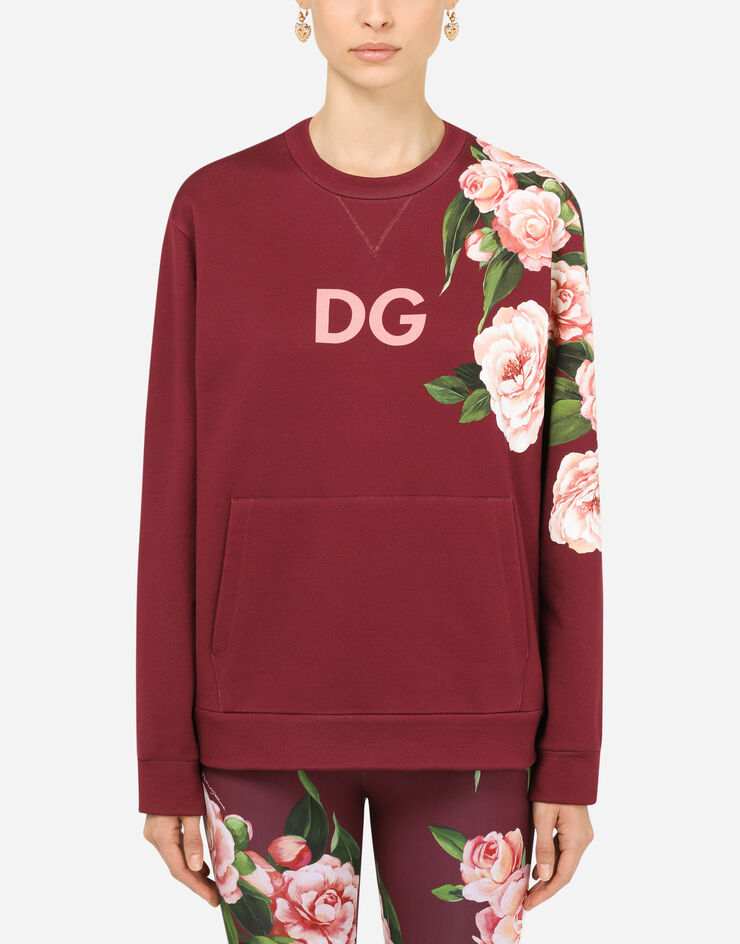 Dolce & Gabbana Jersey sweatshirt with camellia details BURGUNDERROT I9504WG7YVE