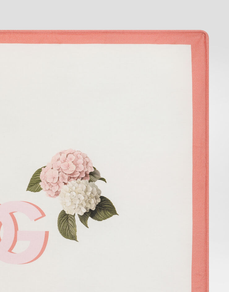 Dolce & Gabbana Smooth jersey blanket with hydrangea print Multicolor LNJAE7II7JU