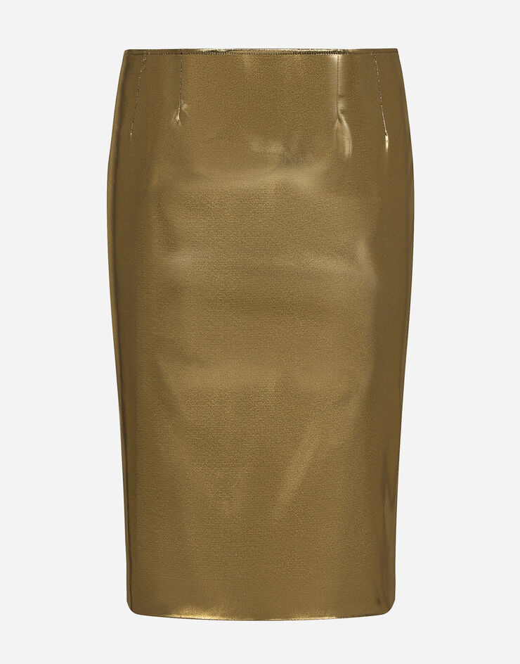 Foiled satin calf length skirt in Gold for Women Dolce Gabbana® US