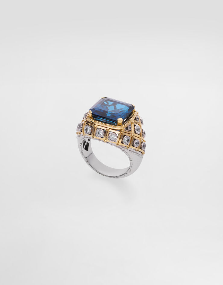 Dolce & Gabbana Eleganza Ring 18-carat white and yellow gold, topazes, and sapphires Gold WRSA2GWTOP1