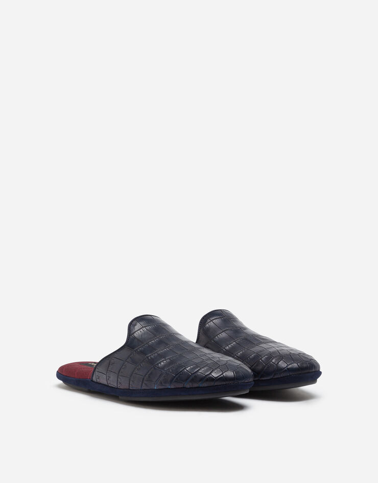 Dolce & Gabbana Silk and crocodile mules Blue A80083A2U83
