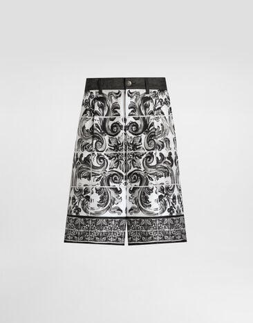 Dolce & Gabbana Bermudas vaqueras con estampado de mayólica Multicolor GP03IDG8ND7