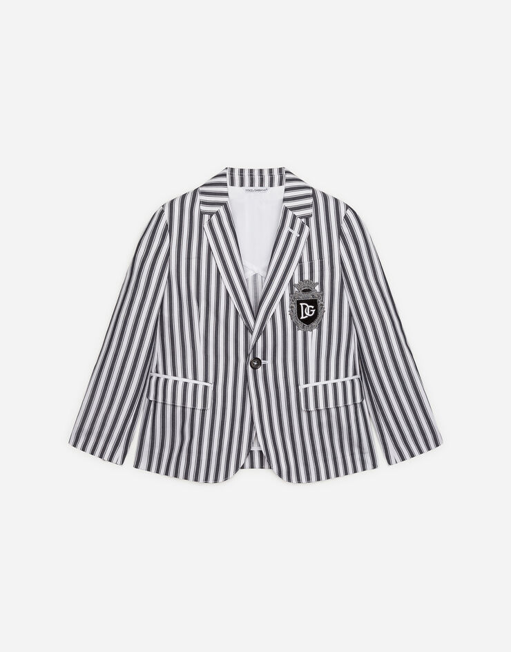 Dolce & Gabbana Single-breasted poplin suit with striped print GREY L41U73G7VYH