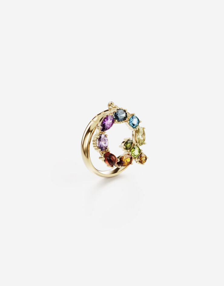 Dolce & Gabbana Rainbow alphabet Q ring in yellow gold with multicolor fine gems 金 WRMR1GWMIXQ